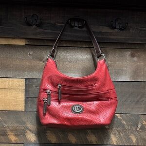 Classic Red Leather Shoulder Bag by (Unknown)